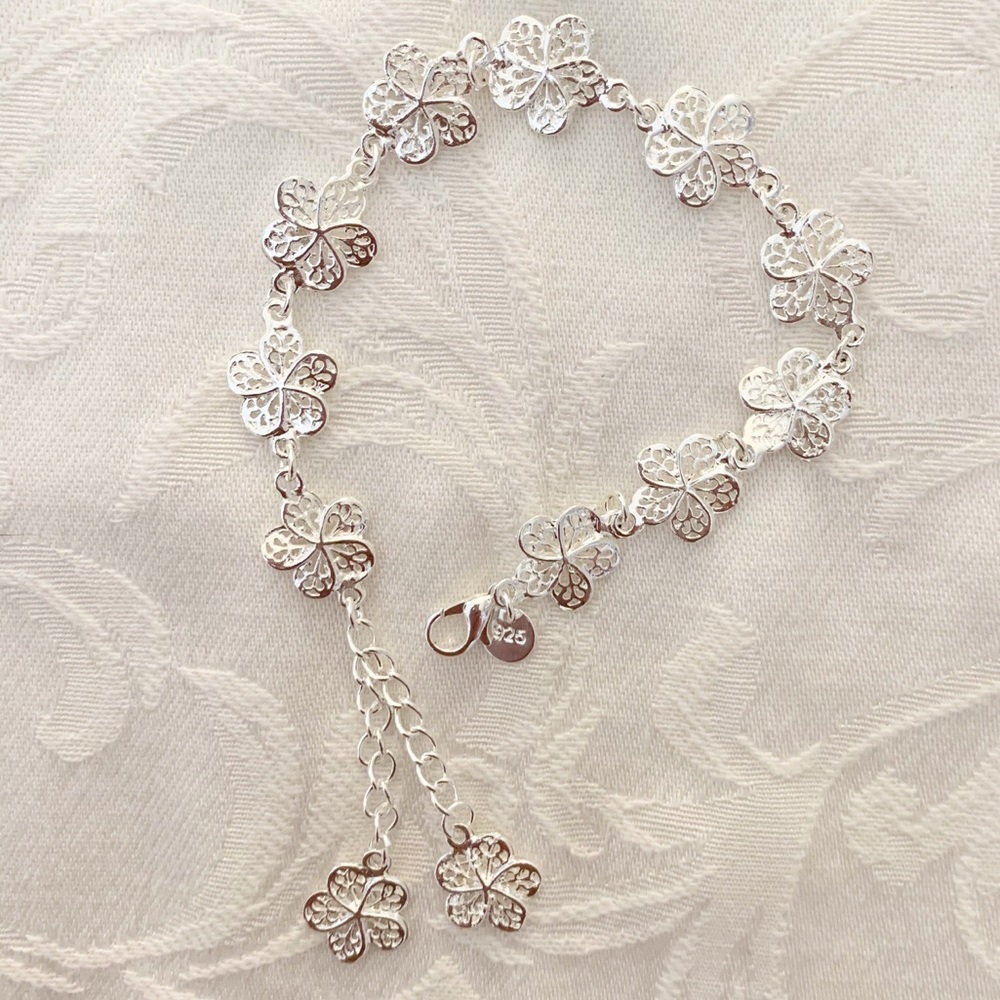925 Sterling Silver Bracelet Flower Design